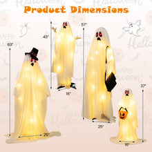 Load image into Gallery viewer, Halloween White Cloth Ghost Family 4-Piece Set with LED Lights - Suitable for Halloween Decorations, Haunted Houses, and Parties

