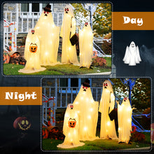 Load image into Gallery viewer, Halloween White Cloth Ghost Family 4-Piece Set with LED Lights - Suitable for Halloween Decorations, Haunted Houses, and Parties
