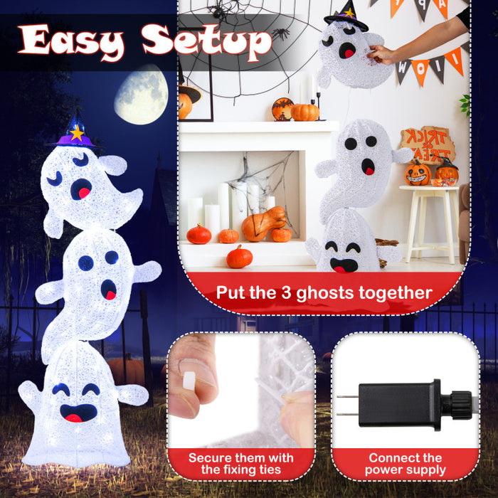 Halloween Standing Glowing Stacked Ghosts - Suitable for Haunted House and Halloween Decorations