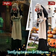 Load image into Gallery viewer, Halloween Animated Standing Greeter Old Lady with Built-in Pre-recorded Phrases - Suitable for Scary Themed Parties and Haunted House Decorations
