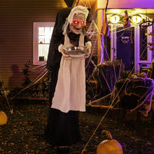 Load image into Gallery viewer, Halloween Animated Standing Greeter Old Lady with Built-in Pre-recorded Phrases - Suitable for Scary Themed Parties and Haunted House Decorations
