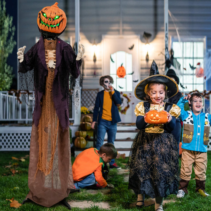 Halloween Animated Standing Pumpkin Scarecrow - Suitable for Scary Parties and Halloween Decorations