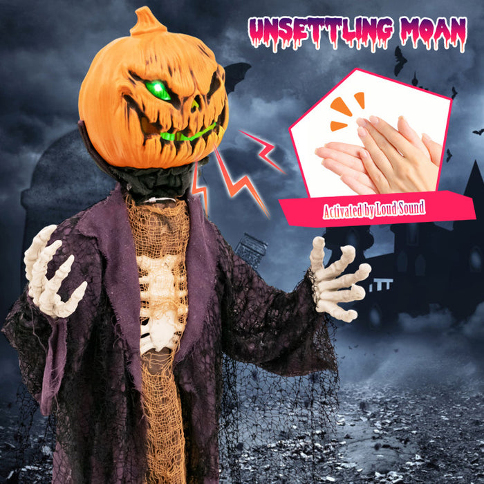 Halloween Animated Standing Pumpkin Scarecrow - Suitable for Scary Parties and Halloween Decorations