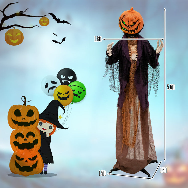 Halloween Animated Standing Pumpkin Scarecrow - Suitable for Scary Parties and Halloween Decorations