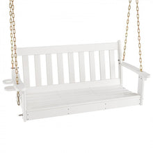 Charger l&#39;image dans la galerie, Patio Garden White 2-Person Rocking Chair Porch Swing with Cup Holders
