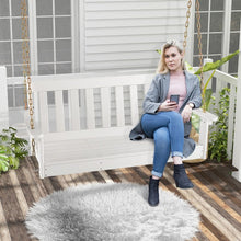 Charger l&#39;image dans la galerie, Patio Garden White 2-Person Rocking Chair Porch Swing with Cup Holders
