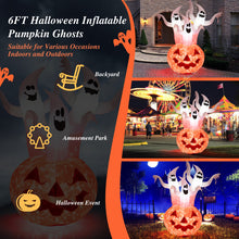 Charger l&#39;image dans la galerie, Halloween Inflatable Ghost Pumpkin with Built-in Spinning Flame Light - Suitable for Trick-or-Treat Events and Parties
