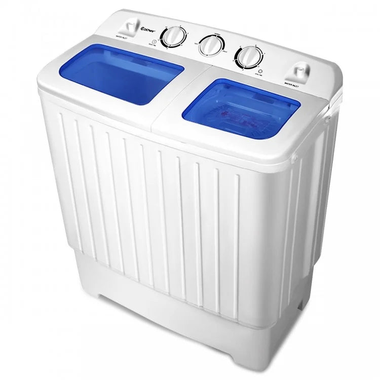 20 lb Capacity White Compact Dual-Tub Washing Machine for Home Use