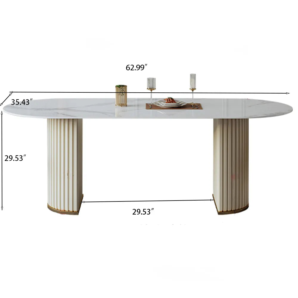 Modern Minimalist High-Quality Oval White Dining Table - Suitable for Restaurant