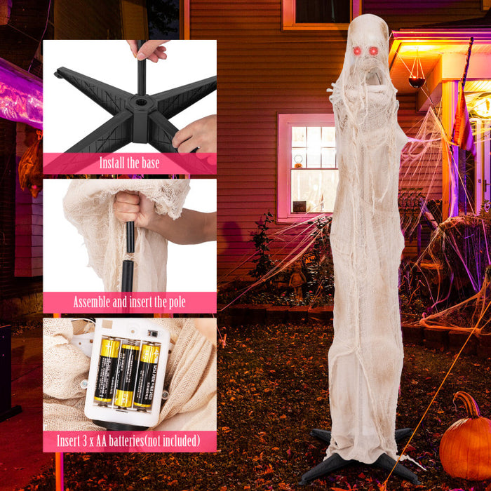 Halloween Electronic Animated Standing Mummy with Built-in LED Red Eyes - Suitable for Haunted Houses and Halloween Decorations