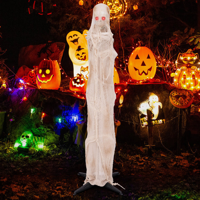 Halloween Electronic Animated Standing Mummy with Built-in LED Red Eyes - Suitable for Haunted Houses and Halloween Decorations