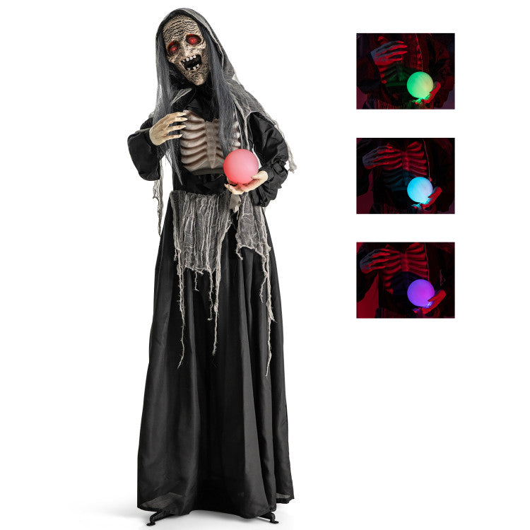 Halloween Electronic Animated Standing Witch with Built-in Sensor - Suitable for Scary Activities and Halloween Decorations