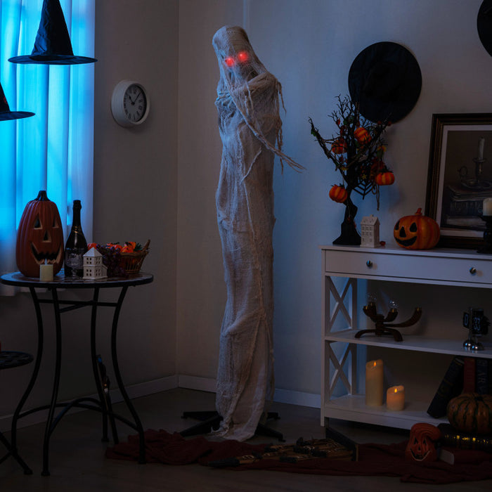 Halloween Electronic Animated Standing Mummy with Built-in LED Red Eyes - Suitable for Haunted Houses and Halloween Decorations