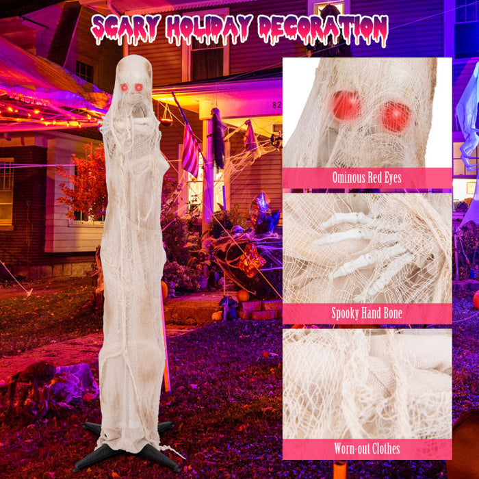 Halloween Electronic Animated Standing Mummy with Built-in LED Red Eyes - Suitable for Haunted Houses and Halloween Decorations