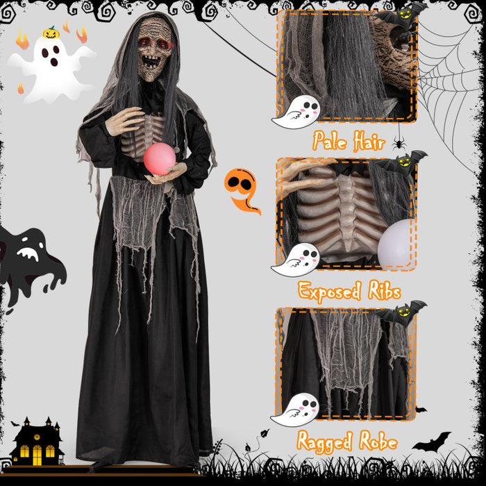 Halloween Electronic Animated Standing Witch with Built-in Sensor - Suitable for Scary Activities and Halloween Decorations