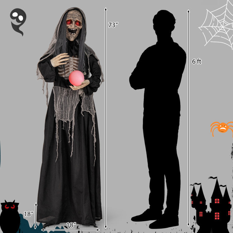 Halloween Electronic Animated Standing Witch with Built-in Sensor - Suitable for Scary Activities and Halloween Decorations