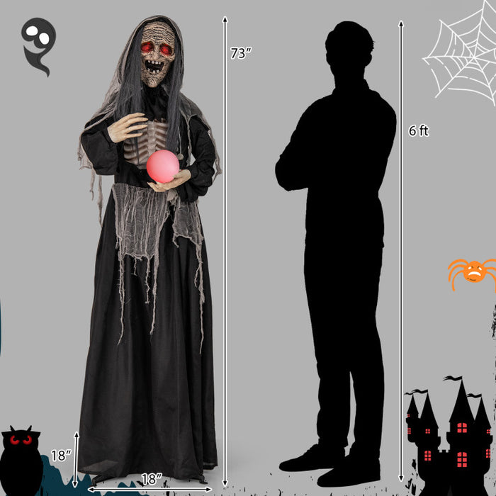 Halloween Electronic Animated Standing Witch with Built-in Sensor - Suitable for Scary Activities and Halloween Decorations