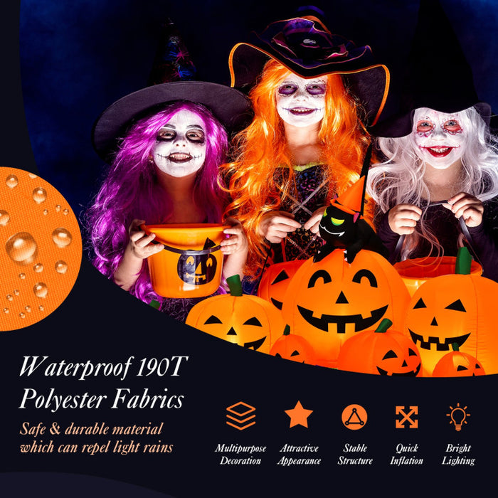 Halloween Inflatable Pumpkin Set 7-Piece with Built-in Blower - Suitable for Halloween Decorations, Parties, and Events