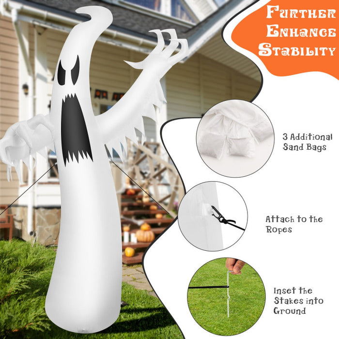 Halloween Inflatable Ghost with Built-in LED Lights and Blower - Suitable for Halloween Decorations