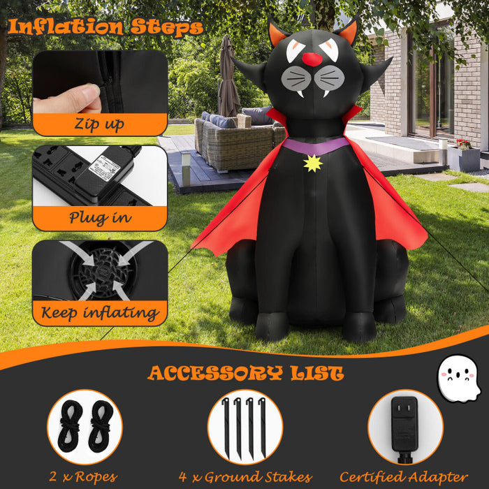 Halloween Inflatable Vampire Cat with Built-in LED Lights - Suitable for Halloween Parties