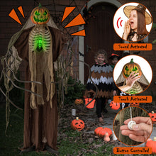 Load image into Gallery viewer, Halloween Electronic Animated Ghost Pumpkin with Glowing Features and Waving Fingers - Suitable for Halloween Decorations and Celebrations
