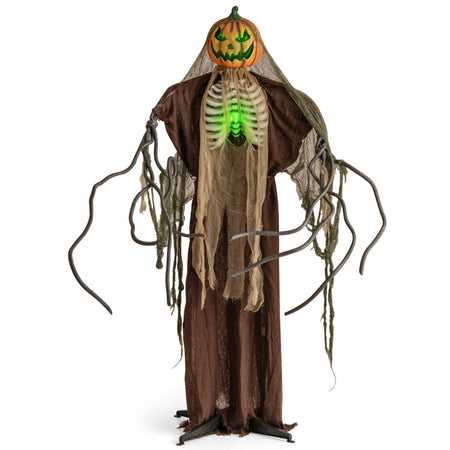 Halloween Electronic Animated Ghost Pumpkin with Glowing Features and Waving Fingers - Suitable for Halloween Decorations and Celebrations