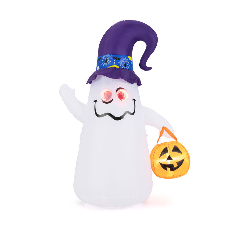 6-Foot Halloween Inflatable Ghost with Mirror Lights - Suitable for Halloween Events and Decorations