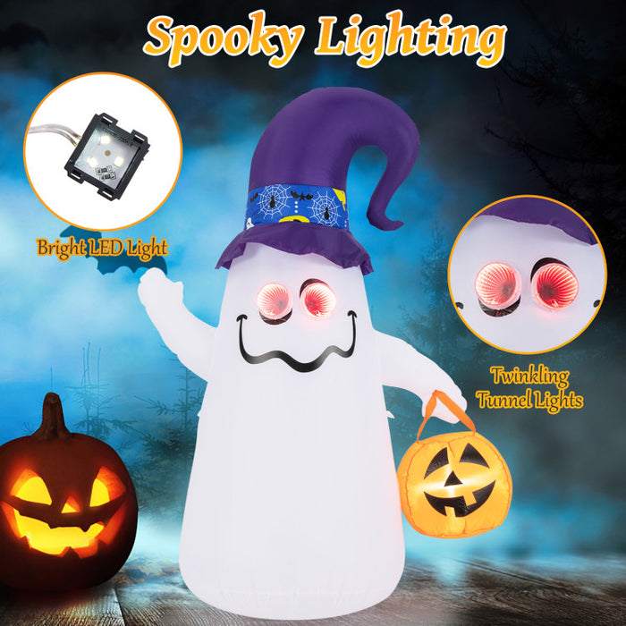 6-Foot Halloween Inflatable Ghost with Mirror Lights - Suitable for Halloween Events and Decorations