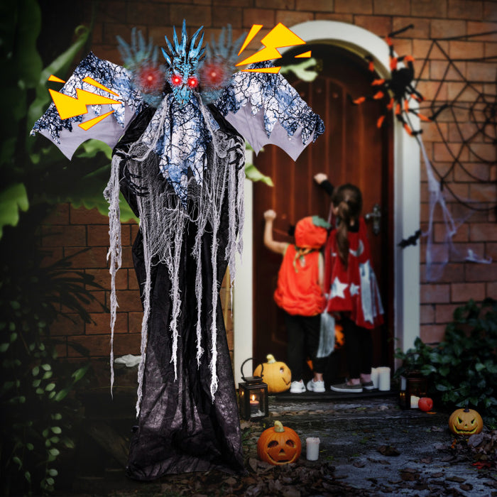 Halloween Electronic Animated Dragon with Wings and Glowing Eyes - Suitable for Halloween Decorations