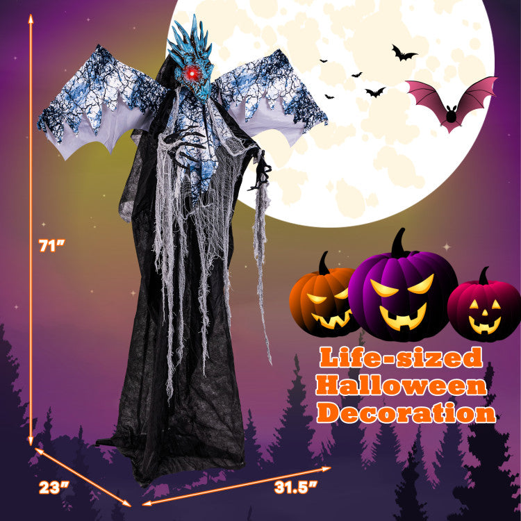 Halloween Electronic Animated Dragon with Wings and Glowing Eyes - Suitable for Halloween Decorations
