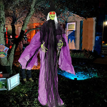 Load image into Gallery viewer, Halloween Electronic Standing Witch with Built-in Pre-recorded Phrases and Glowing Eyes - Suitable for Trick-or-Treat Activities and Halloween Decorations
