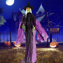 Load image into Gallery viewer, Halloween Electronic Standing Witch with Built-in Pre-recorded Phrases and Glowing Eyes - Suitable for Trick-or-Treat Activities and Halloween Decorations
