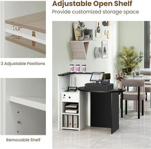 Load image into Gallery viewer, Multifunctional Black and White Reception Desk with Adjustable Shelves, Drawers, and Locking Capabilities
