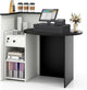 Multifunctional Black and White Reception Desk with Adjustable Shelves, Drawers, and Locking Capabilities