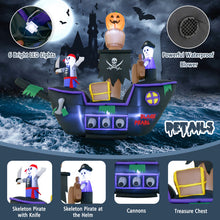 Load image into Gallery viewer, Halloween Inflatable Pirate Ship with Built-in LED Lights and Blower - Suitable for Halloween Decorations
