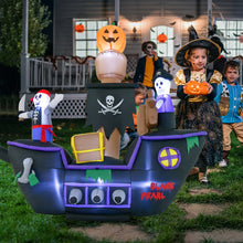 Load image into Gallery viewer, Halloween Inflatable Pirate Ship with Built-in LED Lights and Blower - Suitable for Halloween Decorations

