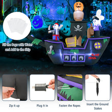 Load image into Gallery viewer, Halloween Inflatable Pirate Ship with Built-in LED Lights and Blower - Suitable for Halloween Decorations
