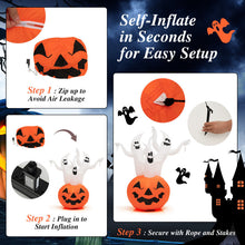 Charger l&#39;image dans la galerie, Halloween Inflatable Ghost Pumpkin with Built-in Spinning Flame Light - Suitable for Trick-or-Treat Events and Parties
