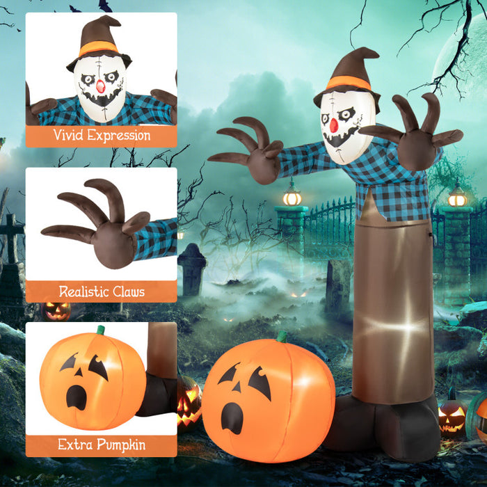 Halloween Inflatable Scarecrow Pumpkin Ghost with Built-in LED Lights - Suitable for Halloween Party Decorations