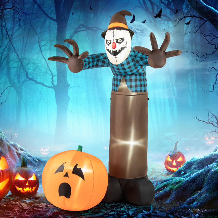 Halloween Inflatable Scarecrow Pumpkin Ghost with Built-in LED Lights - Suitable for Halloween Party Decorations