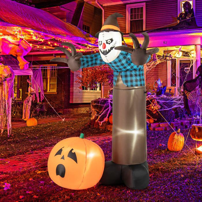 Halloween Inflatable Scarecrow Pumpkin Ghost with Built-in LED Lights - Suitable for Halloween Party Decorations