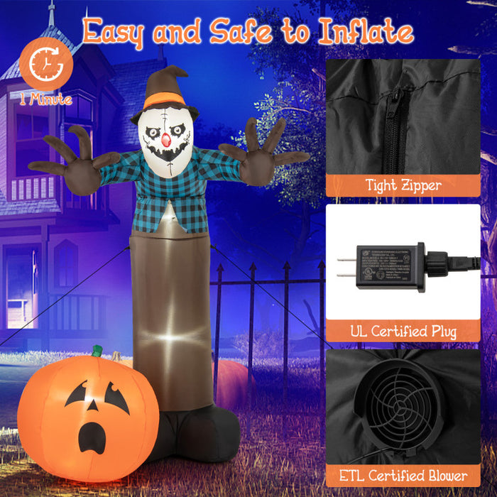 Halloween Inflatable Scarecrow Pumpkin Ghost with Built-in LED Lights - Suitable for Halloween Party Decorations