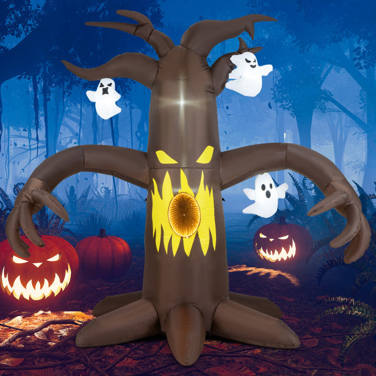 Halloween Inflatable Scary Tree with 5 LED Lights - Suitable for Halloween Decorations, Parties, and Holiday