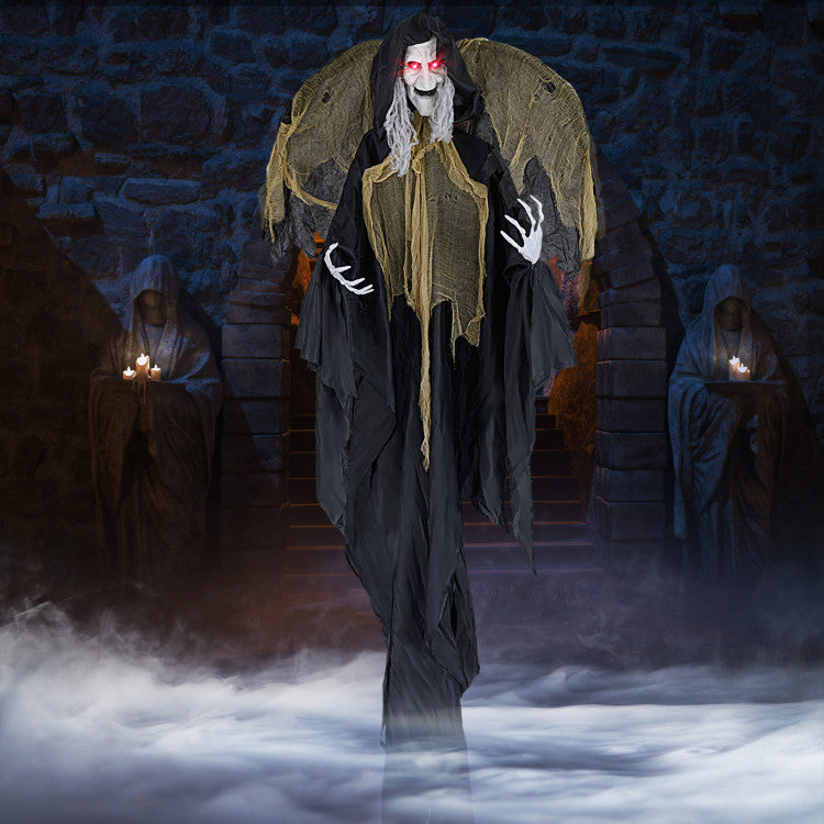 Halloween Electronic Animated Standing Witch with Pre-recorded Phrases and Wings - Suitable for Halloween Decorations