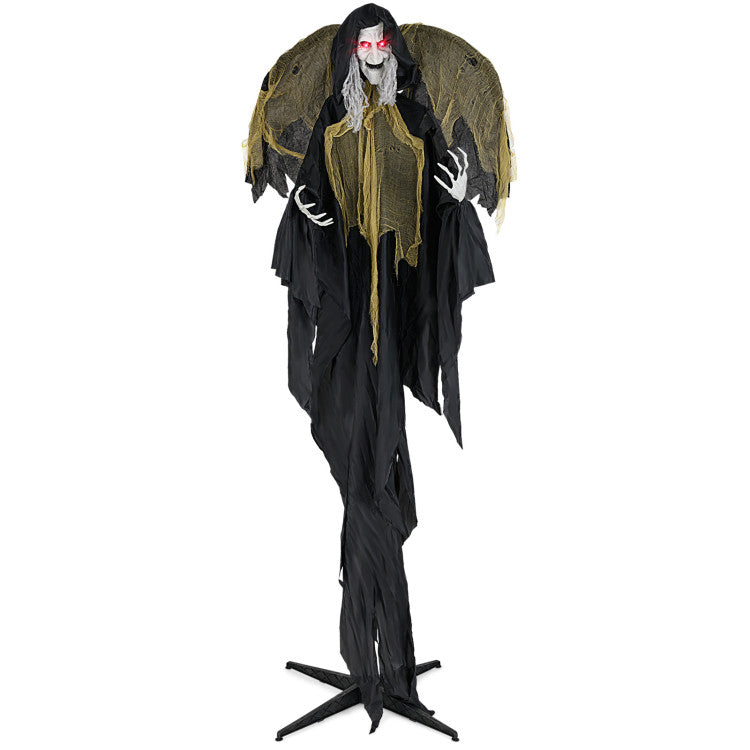 Halloween Electronic Animated Standing Witch with Pre-recorded Phrases and Wings - Suitable for Halloween Decorations