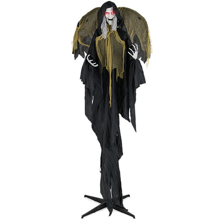 Halloween Electronic Animated Standing Witch with Pre-recorded Phrases and Wings - Suitable for Halloween Decorations