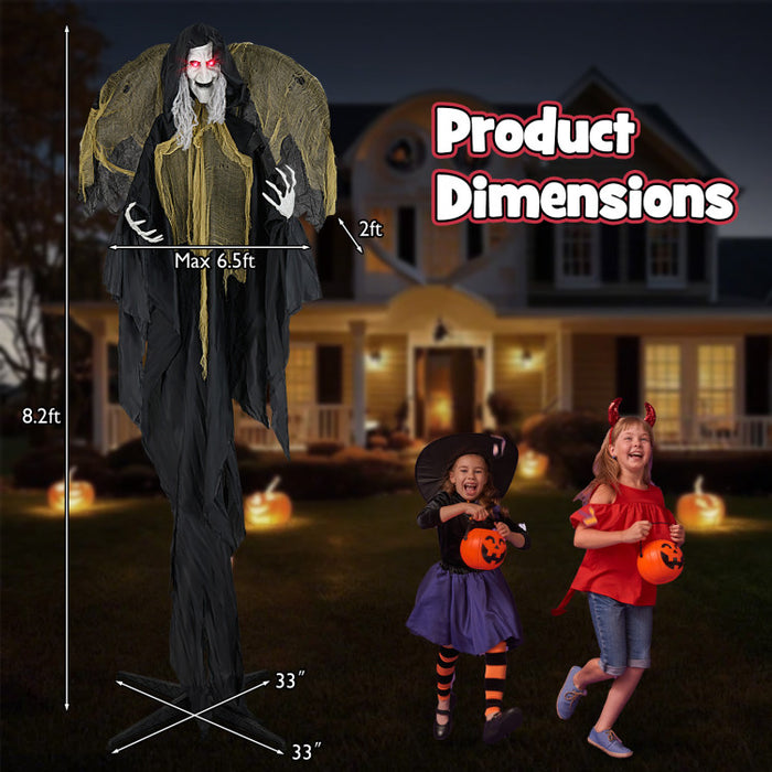 Halloween Electronic Animated Standing Witch with Pre-recorded Phrases and Wings - Suitable for Halloween Decorations