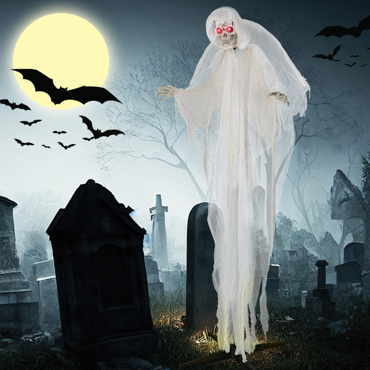 Halloween Sound-Activated Standing Haunting Angel with Glowing Eyes and Moving Wings - Suitable for Haunted Houses and Halloween Decorations