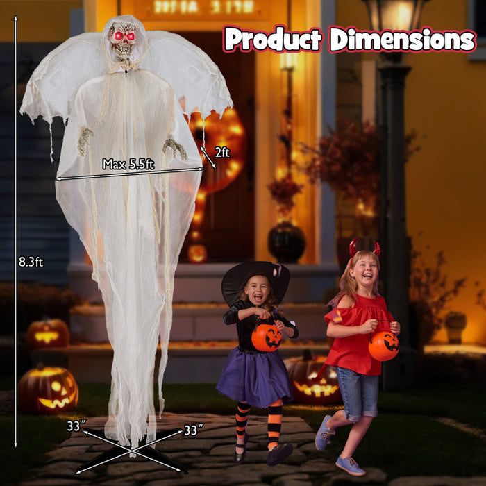 Halloween Sound-Activated Standing Haunting Angel with Glowing Eyes and Moving Wings - Suitable for Haunted Houses and Halloween Decorations