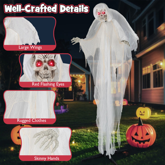 Halloween Sound-Activated Standing Haunting Angel with Glowing Eyes and Moving Wings - Suitable for Haunted Houses and Halloween Decorations